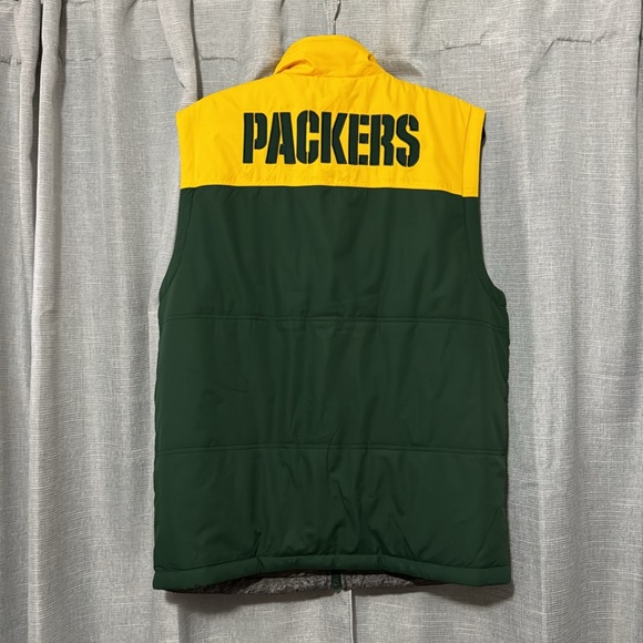 Green Bay Packers Reversible Vest-Men’s M-Yellow/Green or Marled Black/White-EUC - Picture 3 of 16